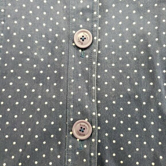 Boden Navy Blue Polka Dot Long Trench Coat Womens 10 Cotton Made in Poland - Picture 8 of 15